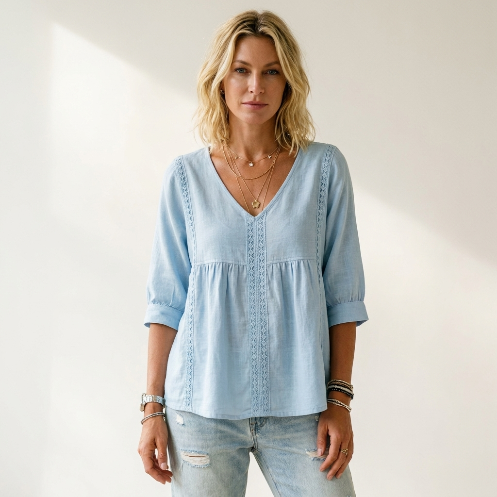 Chic Loose-Fit V-Neck Lace