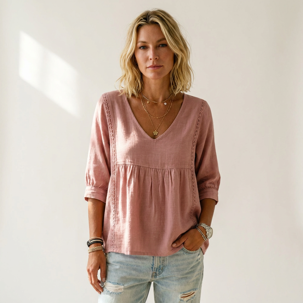 Chic Loose-Fit V-Neck Lace